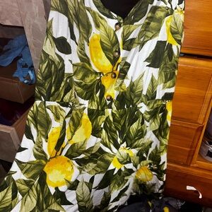 H&M Green and Yellow Leaf Print Dress